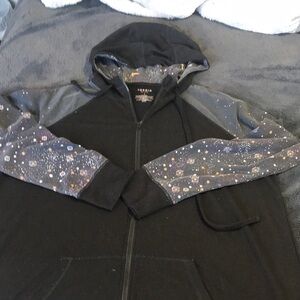 TORRID Black and Gray Hoodie with Starry Sleeves